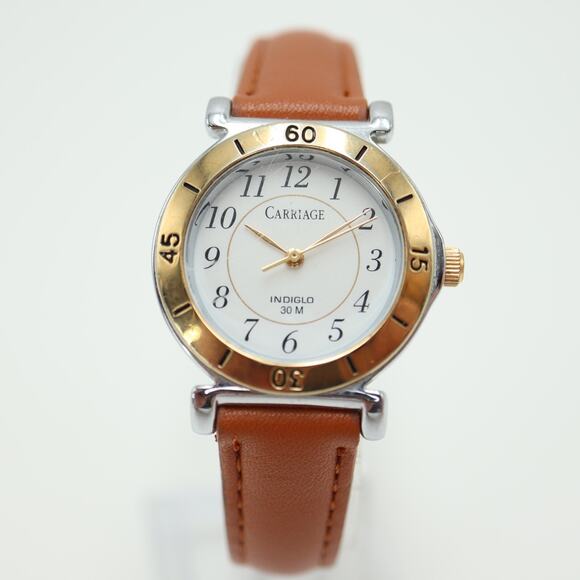 Carriage by Timex Classic Dress Watch 30mm Non Indiglo Two Tone Brown Leather - Picture 5 of 14